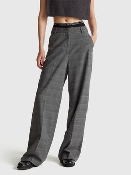 United Colors of Benetton - Grey Checks Wide Fit Pant