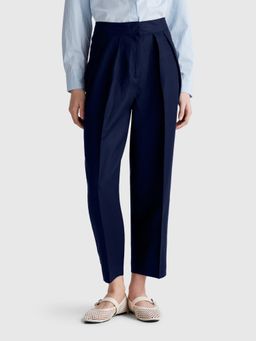 United Colors of Benetton - Blue Solid Plain Regular Fit Trouser