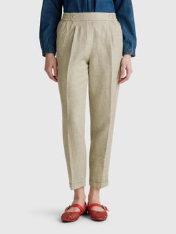 United Colors of Benetton - Beige Textured Regular Fit Trouser