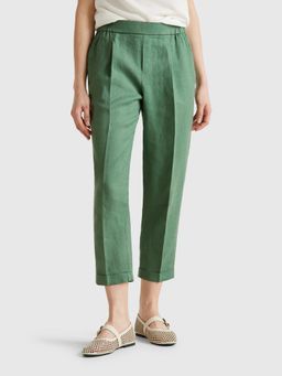 United Colors of Benetton - Green Solid Plain Regular Fit Trouser