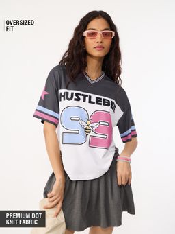 The Souled Store - Grey Colorblock Oversized Fit T-Shirt