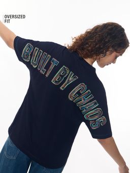 The Souled Store - Navy Blue Typography Oversized Fit T-Shirt