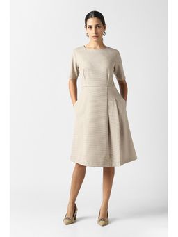 Van Heusen - Beige Checks Regular Fit Dress