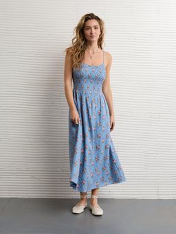 American Eagle - Blue Floral Flared Fit Dress