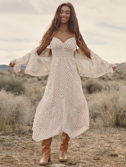 American Eagle - White Floral Flared Fit Dress