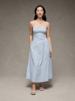 American Eagle - Blue Checks Flared Fit Dress