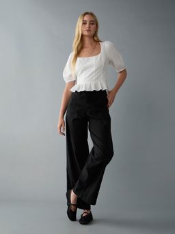 American Eagle - White Embroidered Regular Fit Top