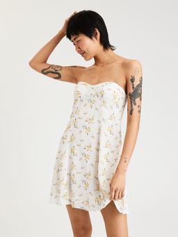 American Eagle - Cream Printed Flared Fit Dress