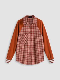 Cider - Plaid Check Women's Oversized Button-Front Shacket Multi-Color