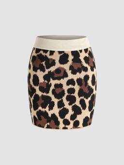 Cider - Feline Instinct Women Animal Print Mini Skirt Multi-Color