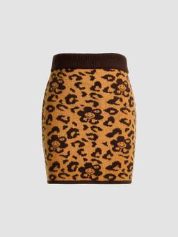 Cider - Animal Print Women Regular Fit Mini Skirt Brown