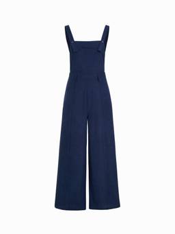 Cider - Lightweight Women's Floral Print Wide-Leg Jumpsuit Navy Blue
