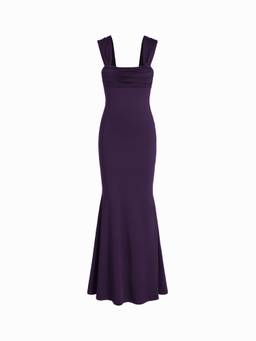 Cider - Solid Ruched Women’s Sleeveless U-Neck Maxi Dress Purple