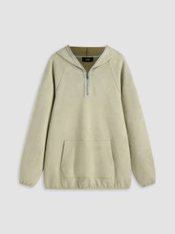 Cider - Suede Women's Oversized Zipper Pocket Hoodie Matcha Green