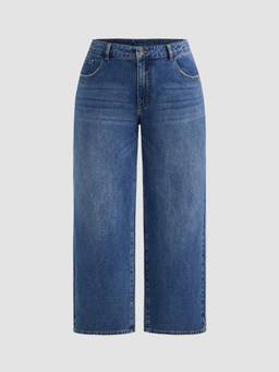 Cider - Curve & Plus Women's Mid-Rise Straight-Leg Jeans Navy Blue
