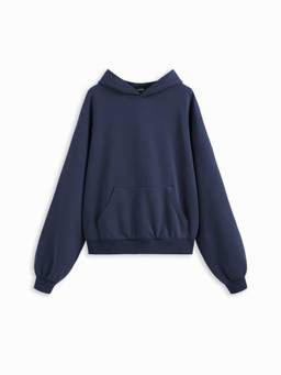 Cider - Terry Women's Oversized Solid Pullover Hoodie Dark Navy