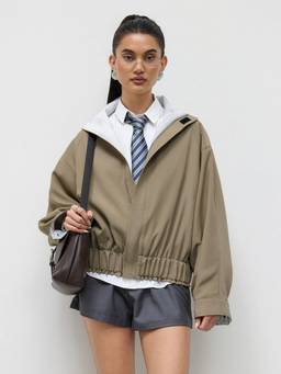 Cider - Women's Oversized Elastic Waist Jacket Khaki
