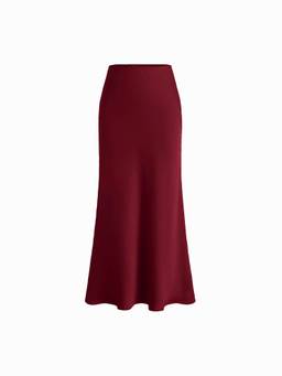 Cider - Satin Women's Mid-Rise Bias-Cut Maxi Skirt Wine