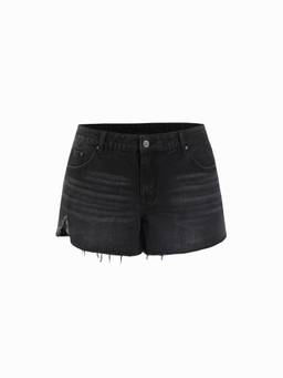 Cider - Cut-Off Women's Regular Fit Frayed Hem Denim Shorts Black