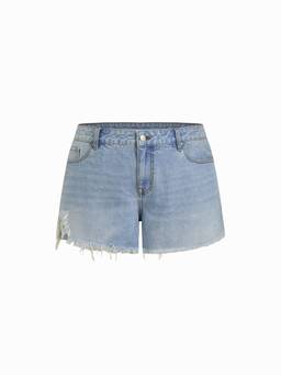 Cider - Cut-Off Women's Regular Fit Frayed Hem Denim Shorts Light Blue