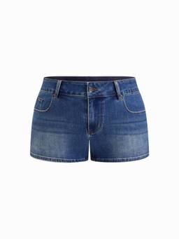 Cider - Micro Women's Slim Fit Solid Denim Shorts Navy Blue