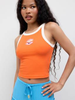 Cider - Pearl Shell Women Sleeveless Slim Fit Tank Top Orange