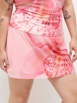 Cider - Mesh Women's Low Rise Floral Mini Skirt Pink