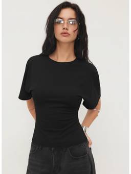 Cider - Women's Regular Fit Round Neck Half Sleeve T-Shirt Black