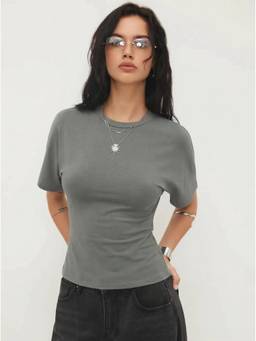 Cider - Women's Regular Fit Round Neck Half Sleeve T-Shirt Dark Grey
