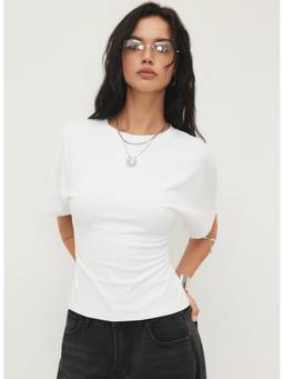Cider - Women's Regular Fit Round Neck Half Sleeve T-Shirt White