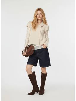Cider - Peter Pan Collar Women Oversized Button Blouse Beige