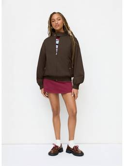 Cider - Reversible Women’s Stand Collar Oversized Bomber Jacket Coffee