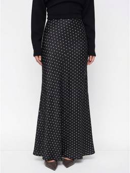 Cider - Satin Women's Mid-Rise Polka Dot Maxi Skirt Black