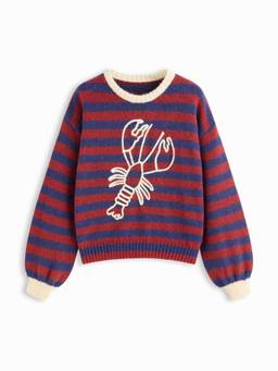 Cider - Knit Stripe Women's Oversized Graphic Pullover Sweater Wine