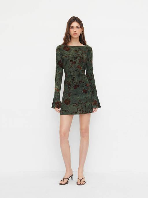 cider green floral dress Buy Ruched Women's Boat Neck Backless Mini (XXS) Online Backless midi dress