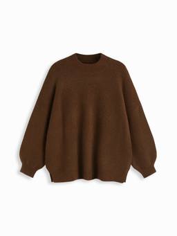 Cider - Knit Wool-Blend Women's Oversized Long Sleeve Top Brown