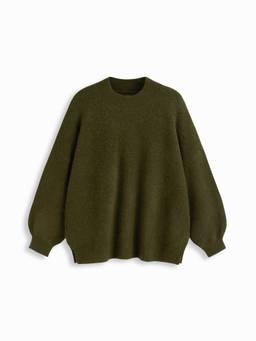 Cider - Knit Wool-blend Women Split Oversized Long Sleeve Top Olive