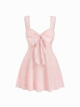Cider - Sweetheart Bowknot Women's Sleeveless Mini Dress Pink