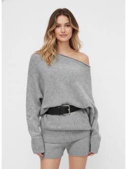 Cider - Wool-blend Women Asymmetrical Neck Co-ord Set Grey