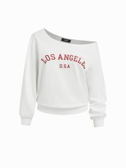 Cider - Los Angeles Women's Oversized Asymmetrical Neck Sweatshirt White