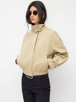 Cider - Cotton Women's High Neck Zip Through Windcheater Khaki