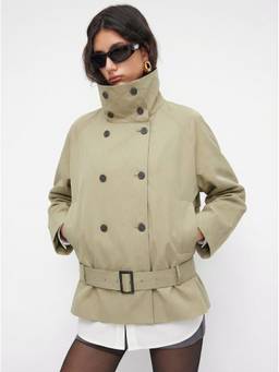 Cider - Multi-way Women's Funnel Neck Belted Windcheater Khaki