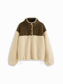 Cider - Two-Tone Fleece Women's Oversized Stand Collar Sweatshirt Brown