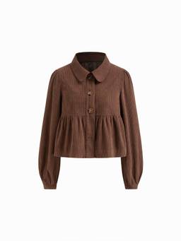 Cider - Corduroy Women's Peplum Button Jacket Brown