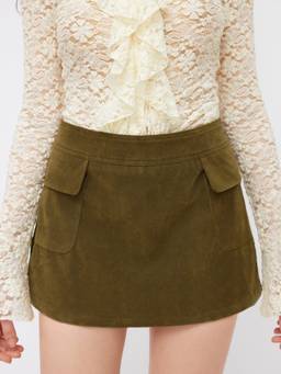 Cider - Suede Women's Low Rise A-Line Mini Skirt Olive