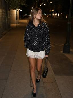 Cider - Terry Polka Dot Women's Regular Fit Drawstring Hoodie Black