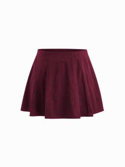 Cider - Corduroy Women Mid-Rise Pleated Mini Skirt Burgundy