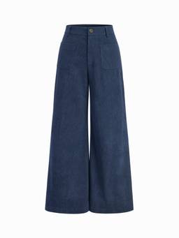 Cider - Corduroy Women's Low Waist Wide Leg Trousers Dark Navy