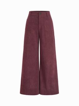 Cider - Corduroy Women's Low-Waist Wide-Leg Trousers Wine
