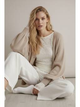 Cider - Lace Women's Ruched Asymmetrical Hem Boat Neck Top Cream